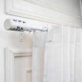 Handpainted Cylinder Ceramic Finial Extendable Double Curtain Rod White 19MM (Hardware Included)