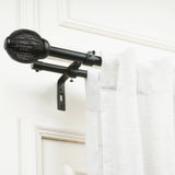 Metal Weave Finial Extendable Double Curtain Rod Black 19MM (Hardware Included)