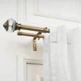 Glass Metal Regal Finial Extendable Double Curtain Rod Golden 19MM (Hardware Included)
