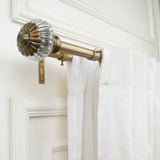 Glass Metal Regal Finial Extendable Double Curtain Rod Golden 19MM (Hardware Included)