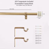 Marble Gold Inlay Finial Extendable Curtain Rod Gold 19MM (Hardware Included)