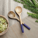 WOODEN BLUE SERVING SPOON- SET OF 2