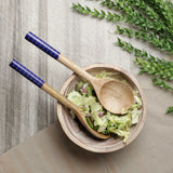 WOODEN BLUE SERVING SPOON- SET OF 2