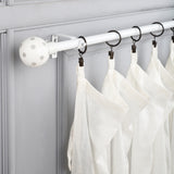 Grey Polka Ceramic Finial Extendable Curtain Rod White 19MM (Hardware Included)