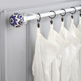 Handpainted Bloom Ceramic Finial Extendable Curtain Rod White 19MM (Hardware Included)