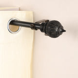 Conch Wood Finial Extendable Curtain Rod Black 19MM (Hardware Included)
