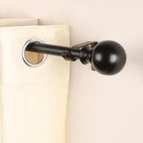 Ross Grey Metal Finial Extendable Curtain Rod Black 19MM (Hardware Included)