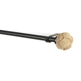 Jute Spool Finial Extendable Curtain Rod Black 25MM (Hardware Included)