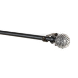 Silver Stud Ball Extendable Curtain Rod Black 19MM (Hardware Included)