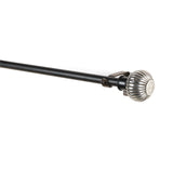 Metal Ribbed Finial Extendable Curtain Rod Black 19MM (Hardware Included)