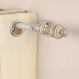 Carved Distressed White Finial Extendable Curtain Rod White 19MM (Hardware Included)