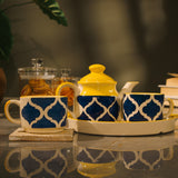 Blue & Yellow Moroccan Ceramic Tea Set