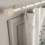 Linear White Distressed Finial Extendable Single Curtain Rod White 19MM (Hardware Included)