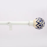 Handpainted Bloom Ceramic Finial Extendable Curtain Rod White 19MM (Hardware Included)