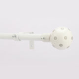 Grey Polka Ceramic Finial Extendable Curtain Rod White 19MM (Hardware Included)