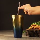 Stainless Steel Diamond SS Tumbler- Gold & Blue