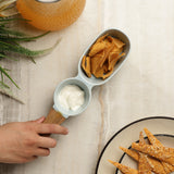 Ceramic Chip & Dip Serving Bowl- Sky Blue