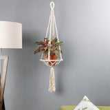 Macrame Bohemian Hanging Planter- White