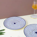 Blue Illustrated Ceramic Dinner Plate- Set of 2