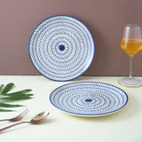 Blue Illustrated Ceramic Dinner Plate- Set of 2