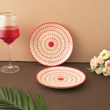 Red Illustrated Ceramic Quarter Plate- Set of 2