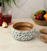 Wooden Multipurpose Bowl-White Peacock