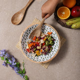 Wooden Large Salad Bowl -White Peacock