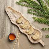 Wooden Leaf Platter Distressed White