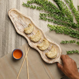 Wooden Leaf Platter Distressed White