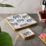 Wooden Square Dip Bowl Platter- Royal Elephant