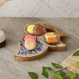 Wooden Tri Leaf Serving Platter - Royal Blue Paisley