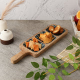 Wooden 3- Part Paddle Platter- Teal Peacock