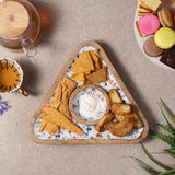 Wooden Triangular Dip Bowl Platter-Spring Meadow