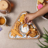 Wooden Triangular Dip Bowl Platter-Spring Meadow