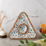 Wooden Triangular Dip Bowl Platter-Spring Meadow