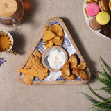 Wooden Triangular Dip Bowl Platter-Royal Elephant