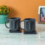 Black Ceramic Face Mug Set of 2