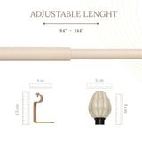 Tusky Bone Finial Extendable Curtain Rod Beige 25MM (Hardware Included)