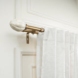 Tusky Bone Finial Extendable Double Curtain Rod Gold 19MM (Hardware Included)