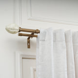 Tusky Bone Finial Extendable Double Curtain Rod Gold 19MM (Hardware Included)