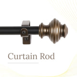 Typho Brass Metal Finial Extendable Curtain Rod Black 19MM (Hardware Included)