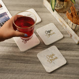 Gold Inlay Marble Coaster - White (Set of 4)