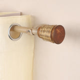 Wicker Wooden Wrap Finial Extendable Curtain Rod Beige 19MM (Hardware Included)