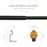 Lotus Bud Finial Extendable Curtain Rod Black 25MM (Hardware Included)
