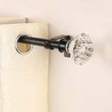 White Bloom Finial Extendable Curtain Rod Black 19MM (Hardware Included)
