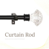 White Bloom Finial Extendable Curtain Rod Black 19MM (Hardware Included)