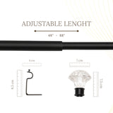 White Bloom Finial Extendable Curtain Rod Black 19MM (Hardware Included)