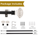 White Bloom Finial Extendable Curtain Rod Black 19MM (Hardware Included)