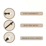 White Bloom Finial Extendable Curtain Rod Black 19MM (Hardware Included)