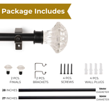 White Bloom Finial Extendable Curtain Rod Black 19MM (Hardware Included)